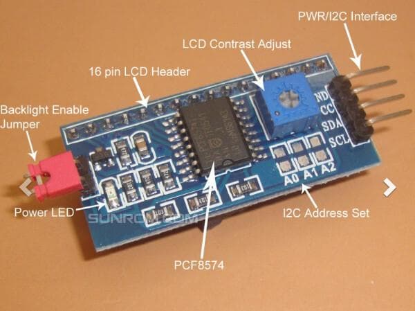 PCF8574 I2C LCD Backpack Module
